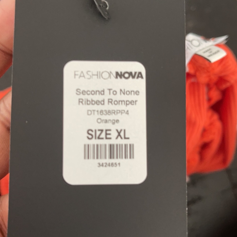 Second To None Ribbed Romper In Orange - Picture 3 of 3